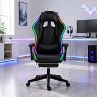 Silla de Juego Ergonómica Eléctrica con Luces LED RGB, Giratoria 360 Grados, Respaldo Alto, Cuero PU, Soporte Lumbar, Reposacabezas - Venta al por Mayor