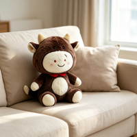 Peluche Vache de Haute Qualité Remplie de Coton PP, Jouet en Peluche Doux et Moelleux de Dessin Animé pour Promotion, Mascotte Personnalisée, Peluche Vache
