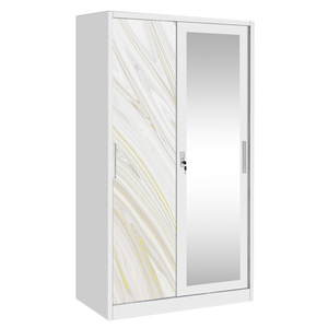 Armario Corredizo de Acero de Dos Puertas con Espejo para Dormitorio Moderno - Product Image 1