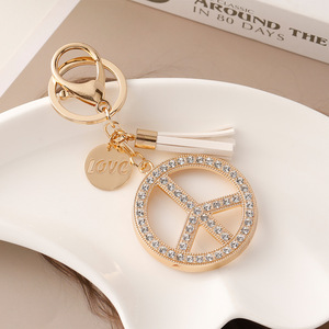Llavero de Lujo con Símbolo de la Paz, Estilo Coreano, con Borlas, Flecos, Metal, Diamantes de Imitación y Cristal, Colgante para Bolso o Espejo Retrovisor de <span class=keywords><strong>Coche</strong></span> - Product Image 2