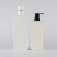 Flacon cosmétique carré plat vide en PETG avec pompe à lotion, impression sérigraphique - Emballage plastique pour lotion, shampoing, produits capillaires