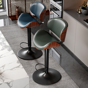 Modern Luxury <b>Leather</b> Counter Height Rotating High <b>Stool</b> Suitable for <b>Bars</b> Kitchens and Restaurants - Product Image 2