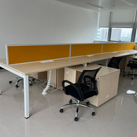 Poste de travail modulaire moderne pour espace ouvert commercial, pour 2, 4 ou 6 personnes, bureau en bois MFC extensible, écologique et durable, avec rangement