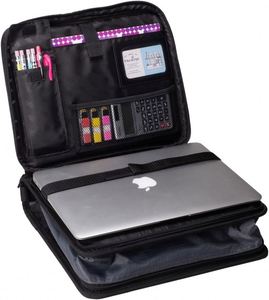 Sacoche d'affaires portable noire Case-it, grande capacité, pour ordinateur portable, avec fermeture éclair robuste et pochette à fermeture éclair - Product Image 1