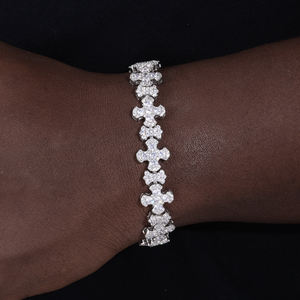 Neuer Trend: 12 mm breites Gliederarmband mit Kreuz aus 925er Sterlingsilber, Iced Out mit VVS-Moissanit in Pavé-Fassung, für Herren im Hip-Hop-Stil - Product Image 4