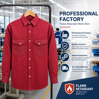 Chemise de travail antistatique et ignifuge à manches longues, à carreaux, couleurs unies, pour hommes, pour la sécurité dans l'industrie pétrolière, gazière, minière et manufacturière, personnalisable sur la poitrine