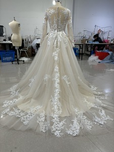 Robe de mariée bohème sans dos en dentelle champagne de haute qualité, robes de soirée, Vestidos De Novia Sencillos - Product Image 4