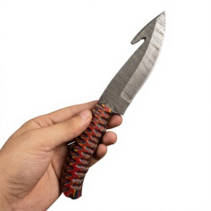 Cuchillo de hoja fija Drop Point de acero de Damasco forjado con mango de madera Pakka, personalizable, para caza, camping y supervivencia, 23 cm, fácil de transportar - Product Image 3