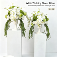 Arrangements floraux de mariage haut de gamme, centres de table décoratifs, marqueurs d'allée, boules de fleurs réalistes en tissu non tissé émeraude