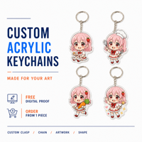 Porte-clés personnalisé en acrylique Anime, 3 mm, impression UV couleur, mousqueton, vente en gros, OEM ODM, bords polis