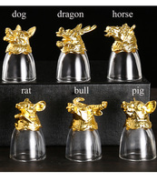 Verre à liqueur en forme de tête d'animal du zodiaque chinois, design créatif, sans plomb, écologique, certifié CE, distributeur de liqueur, accessoires 25 ml