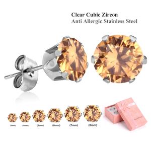 Boucles d'oreilles tendance en acier inoxydable avec strass brillants et colorés, bijoux mignons à prix de gros, boucles d'oreilles à vis pour bébé - Product Image 6