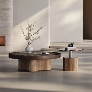 <span class=keywords><strong>Mesa</strong></span> de Centro de Lujo con Superficie de Madera con Borde Ondulado y Patas Curvas de Madera Contrachapada - Product Image 4