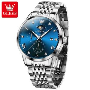 Montre à quartz en acier inoxydable lumineuse, étanche, multifonctionnelle, phase de lune, sport, luxe, personnalisée OEM 2925 pour homme - Product Image 3