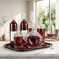 Bouteille à liqueur en verre de forme unique et luxueuse, 700 ml, base épaisse, verre transparent, bouteille à spiritueux, logo personnalisé pour whisky, brandy, emballage cadeau