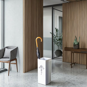 Decorazione per la casa artigianale moderna <span class=keywords><strong>portaombrelli</strong></span> quadrato in metallo <span class=keywords><strong>bianco</strong></span> nero con Logo inciso - Product Image 6