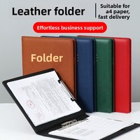 Carpeta Multifuncional de Cuero A4, para Documentos de Oficina, Reuniones, Firmas, Presentaciones, Contratos, Regalo
