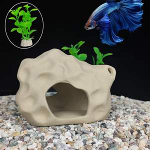 Decoración de tanque de cerámica Acuario decorado con roca <span class=keywords><strong>Betta</strong></span> Fish pecera pequeña escondite agujeros, <span class=keywords><strong>juguetes</strong></span> de <span class=keywords><strong>peces</strong></span> <span class=keywords><strong>Betta</strong></span> en forma de olla - Product Image 4