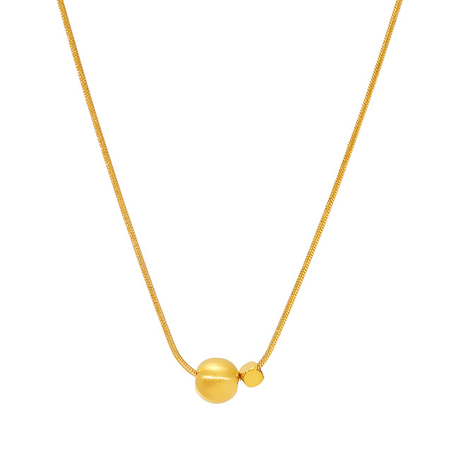 Creative Trendy Stainless Steel Niche Irregular Ball Necklace 18K Gold Plating Chubby Pendant for Anniversary Women's Accessory