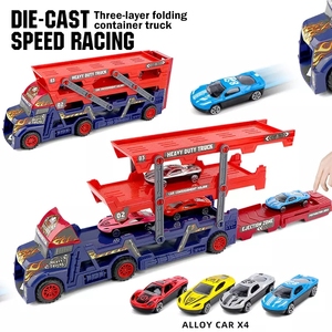 Il nuovo Design pieghevole in metallo <span class=keywords><strong>camion</strong></span> giocattoli di espulsione auto Include 4 auto in metallo divertente <span class=keywords><strong>camion</strong></span> contenitore con adesivi - Product Image 4