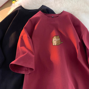 T-shirt décontracté à manches courtes pour homme, style japonais, perlé, écologique, en pur coton, nouveau style d'été, coupe ample pour jeunes - Product Image 5