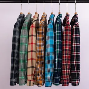 Camisas de Manga Larga Cepilladas 100% Algodón en Tallas Grandes para <span class=keywords><strong>Hombre</strong></span> Ropa <span class=keywords><strong>Casual</strong></span> <span class=keywords><strong>Elegante</strong></span> a Cuadros - Product Image 5