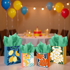 Clash Flowers Tissue <b>Paper</b> Gift Bags Assorted Sizes Party Favor <b>Birthday</b> Decorations Environment Friendly <b>Paper</b> 10Pcs - Product Image 2
