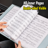 Porte-partitions en cuir A4 avec clip, classeur à levier pour partitions de guitare et piano, avec pochettes transparentes