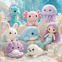 Nuevos Juguetes de Peluche Personalizados de la Serie Océano: Sirena, Ajolote, Narval. Regalos Ecológicos al por Mayor, Bajo MOQ, OEM, ODM, Muestreo Rápido.