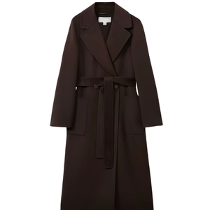 Manteau en laine sur mesure pour femme, marron chocolat, toucher doux, coupe-vent, imperméable, ceinture, grande taille, imprimé pour l'été, l'automne et le printemps - Product Image 5