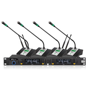 Microphone <span class=keywords><strong>sans</strong></span> <span class=keywords><strong>fil</strong></span> UHF professionnel Nuoxun à 4 canaux à col de cygne pour salle de conférence - Product Image 1