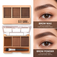 Palette de sourcils 3 couleurs, 1 cire à sourcils, 2 poudres à sourcils avec pinceau, multi-usages, longue tenue, pour un modelage naturel des sourcils, cosmétique de remplissage