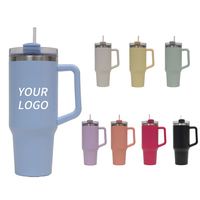 Nouvelle conception, gobelet isotherme de voyage en acier inoxydable durable de 40 oz avec poignée et couvercles à paille, rétention thermique de 12 à 24 heures