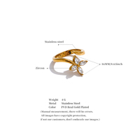 FANKE Nouvelle Arrivée Bague Ouverte Tendance Fleur en Zircon Brillant Plaqué Or 18K Acier Inoxydable Réglable Bijoux Femme