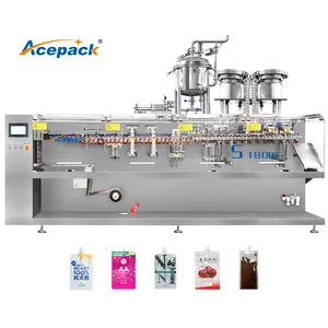 Automatic horizontal sachet packing machine 3 side seal top spout pouch packing juice Jelly Chocolate filling sachet machine