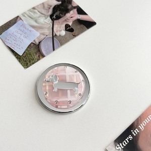 Soporte Adhesivo para Teléfono Móvil, Estilo Coreano, con Pedrería, Color Sólido, con Anillo Retráctil Redondo con Diseño de Dachshund - Product Image 3