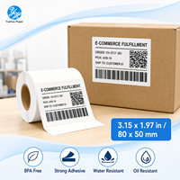 Papier thermique autocollant, papier thermique blanc, étiquettes longues 80x50mm, rouleau d'étiquettes thermiques directes, auto-adhésif pour code-barres