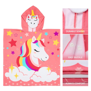 Poncho de Baño con Capucha de <span class=keywords><strong>Unicornio</strong></span> de Microfibra Suave al por Mayor para Niños, <span class=keywords><strong>Toalla</strong></span> de Playa de Secado Rápido para Niños y Niñas Inspirada en el Estilo Turco - Product Image 3