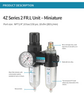 Série JXPC 2FRL, filtre-régulateur-lubrificateur, combinaison de deux unités