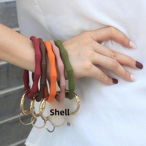 Wristlet Bangle Bamboo O Key <b>Ring</b> Gold Large Buckle Outdoor Sports Case Silicone Bracelet Keychain Wristlet Round Keyring - Product Image 1