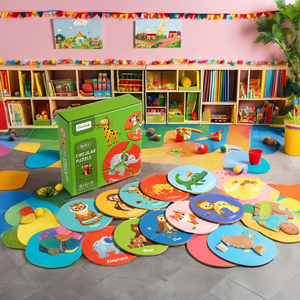 Jeu de puzzle de bureau en bois pour enfants de 2 à 4 ans, jouet d'entraînement logique interactif en forme de table, vente en gros - Product Image 5