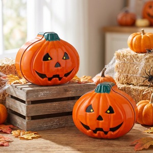 Caja de hojalata con diseño de cabeza de calabaza alienígena para Halloween, caja de almacenamiento de dulces y galletas, envase de regalo festivo - Product Image 3
