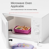 Boîte à lunch portable pour enfants en plastique, motif dessin animé, hermétique, compatible micro-ondes, qualité alimentaire, vente en gros