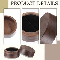 Noyer bois couleur 2 pouces anneau porteur boîte rond anneaux support pour hommes femmes Mini Unique anneaux bijoux mallette de rangement