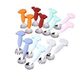 Sendok Bayi Dinosaurus Lucu Laris Manis dengan Gagang Silikon dan Set Garpu Ramah Lingkungan Motif Kartun untuk Penggunaan di Rumah - Product Image 2