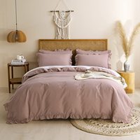 Ensemble de housse de couette à volants rustique 100% coton, 3 pièces, style Boho, avec fermeture éclair et attaches