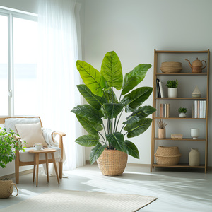 Plantes décoratives murales et de bureau pour hôtels : Grande feuille de taro artificielle, imitation bonsaï, directement de l'usine - Product Image 3