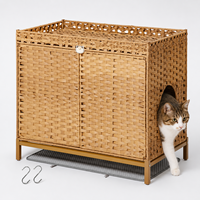 Armoire de litière pour chat de luxe personnalisée, pliable, en rotin tressé, avec bac à litière dissimulé, maison pour chat d'intérieur, cages et maisons pour animaux de compagnie pour grands chats