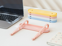 Support pliable pour ordinateur portable de bureau, rehausseur d'ordinateur portable en plastique réglable, support portable pour ordinateur portable, support de refroidissement ventilé, support d'ordinateur