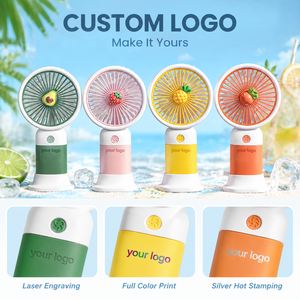 Custom Logo <b>Mini</b> Fan Personalized Portable <b>Desk</b> Fan With Fruit Design Laser Engraving Full Color Print Silver Hot Stamping - Product Image 1